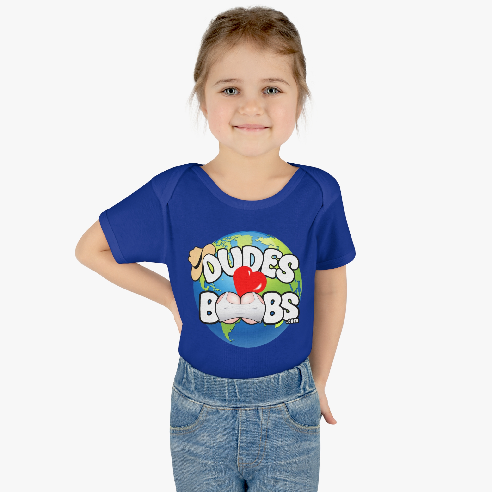 Infant Baby Rib Bodysuit, DUDES LOVE BOOBS brand, earth logo, - Image 28