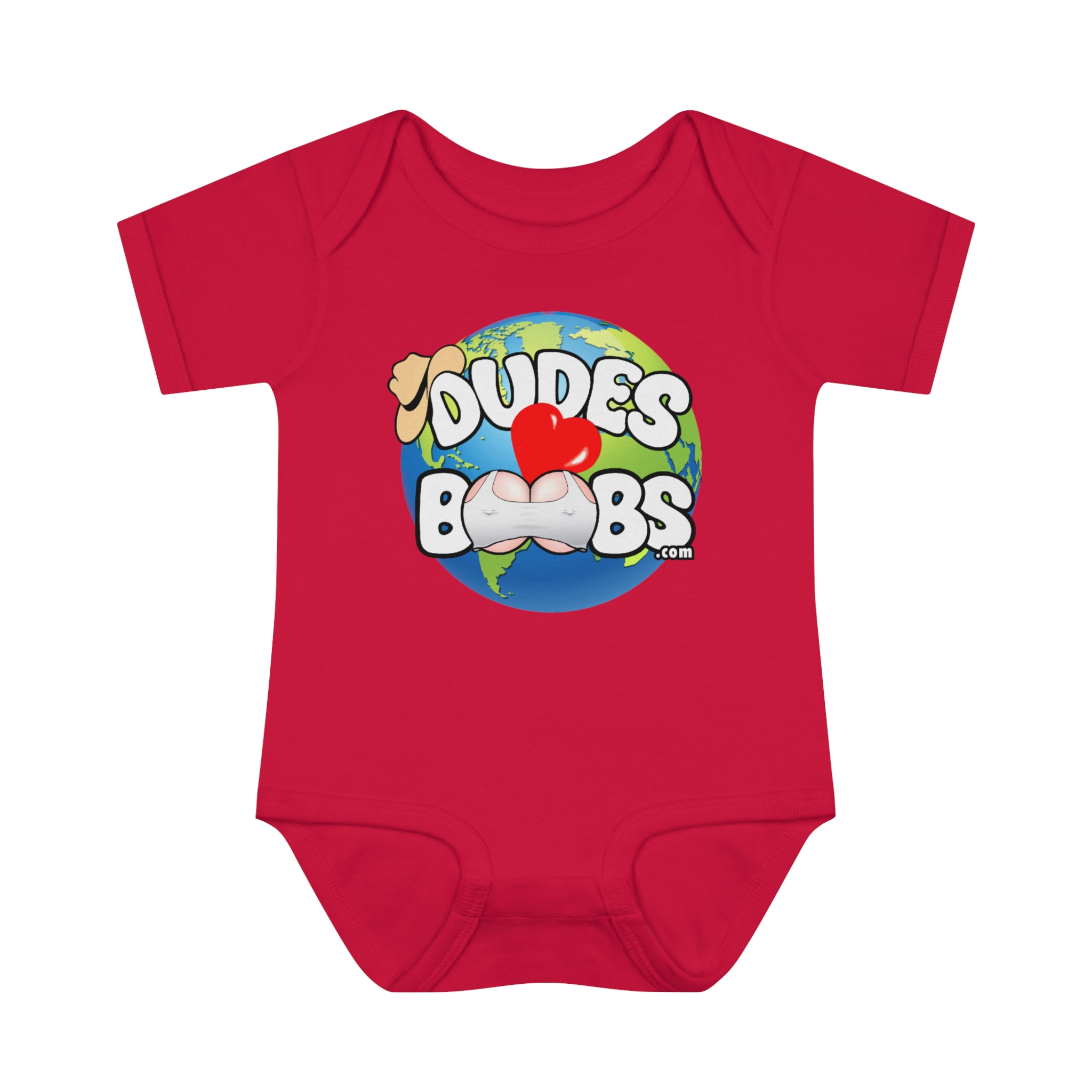 Infant Baby Rib Bodysuit, DUDES LOVE BOOBS brand, earth logo, - Image 21
