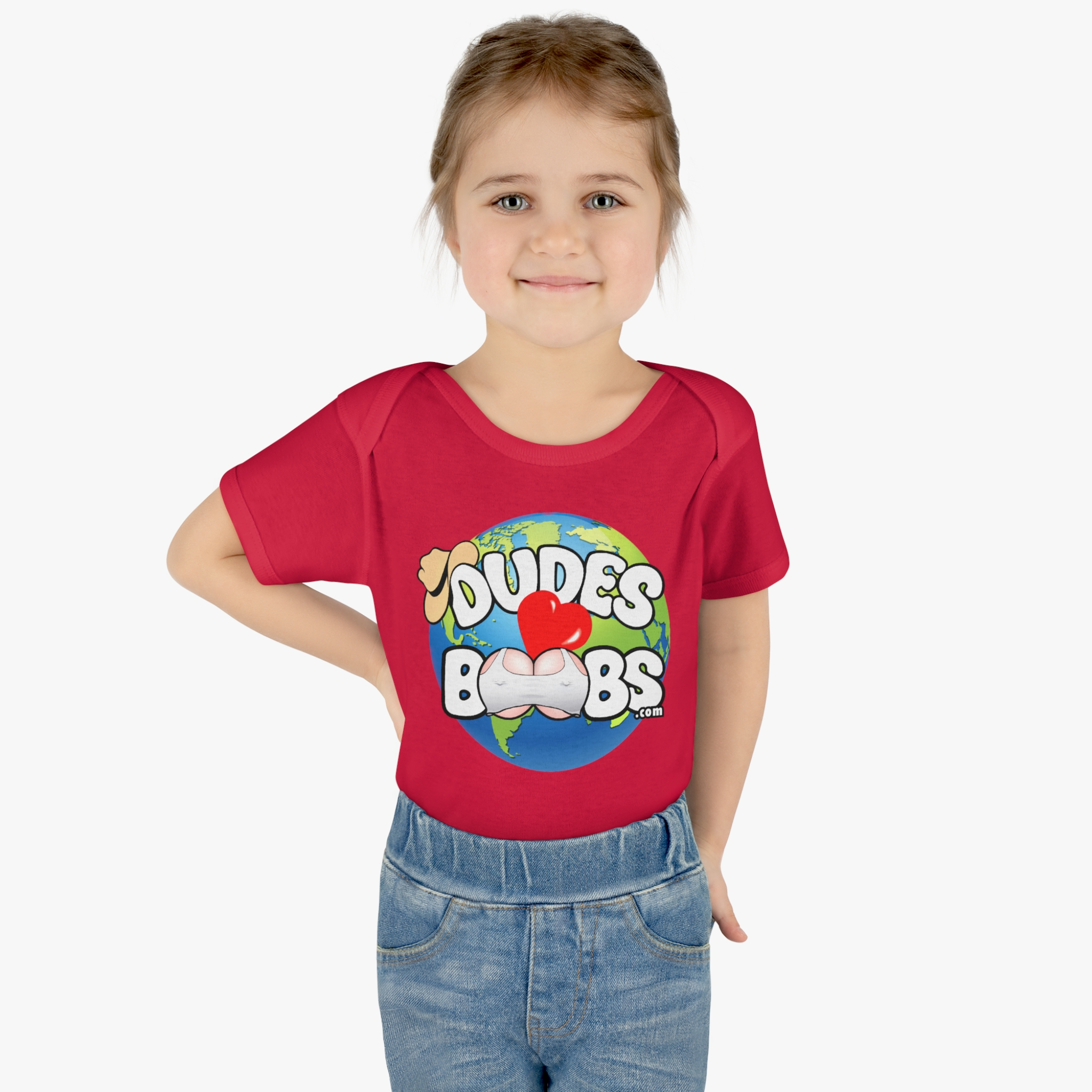 Infant Baby Rib Bodysuit, DUDES LOVE BOOBS brand, earth logo, - Image 24