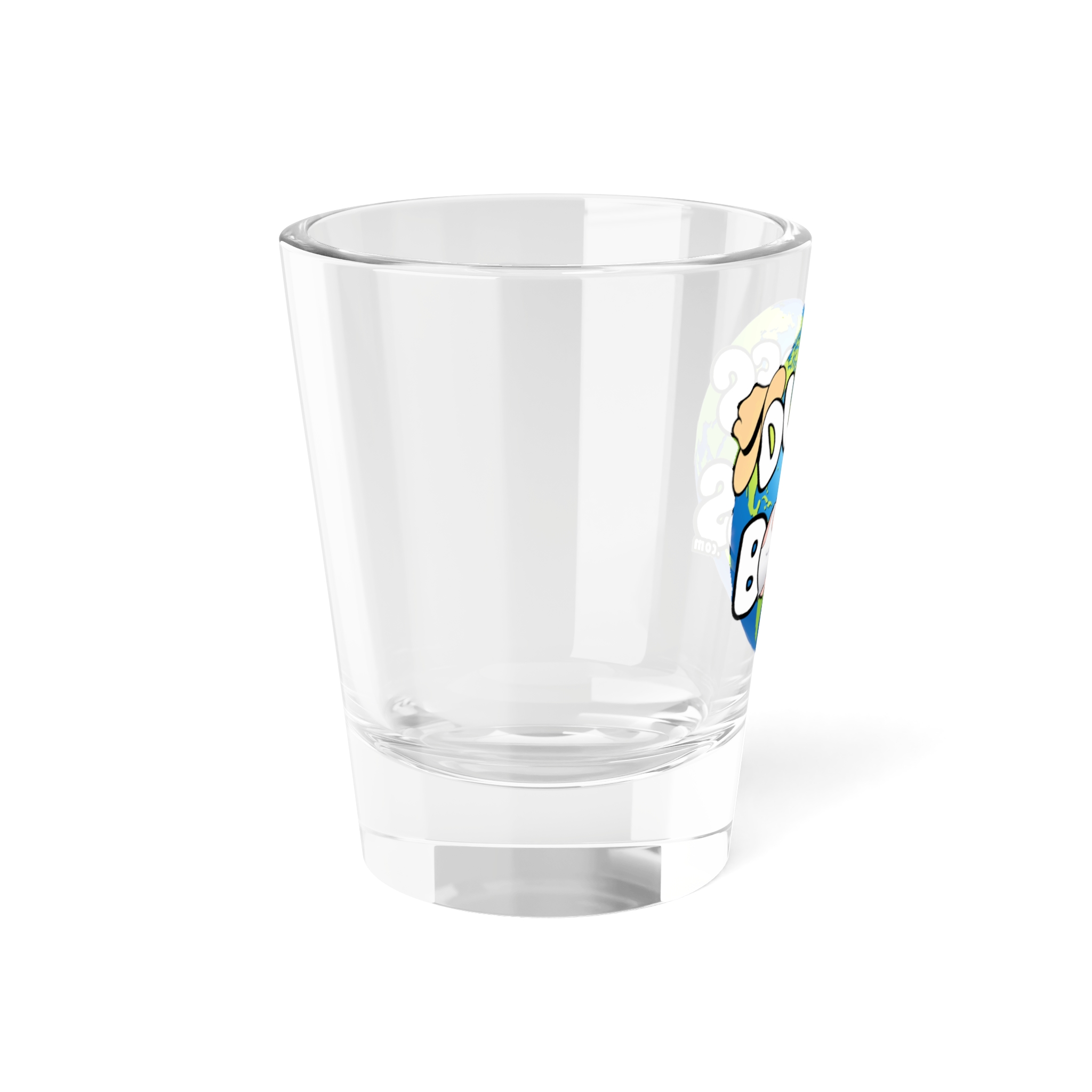 Shot Glass, 1.5oz, DUDES LOVE BOOBS brand, earth logo - Image 3