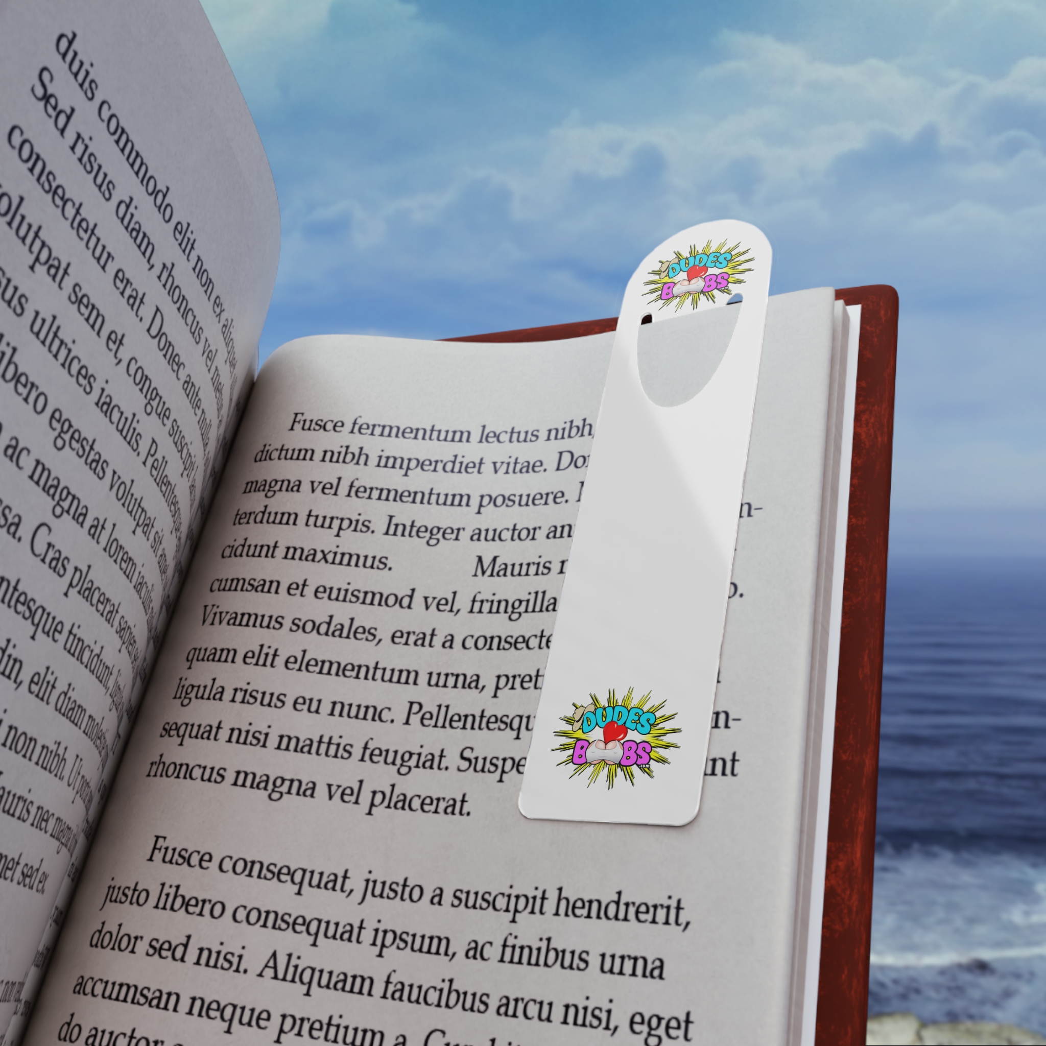 Bookmark, DUDES LOVE BOOBS brand, yellow burst