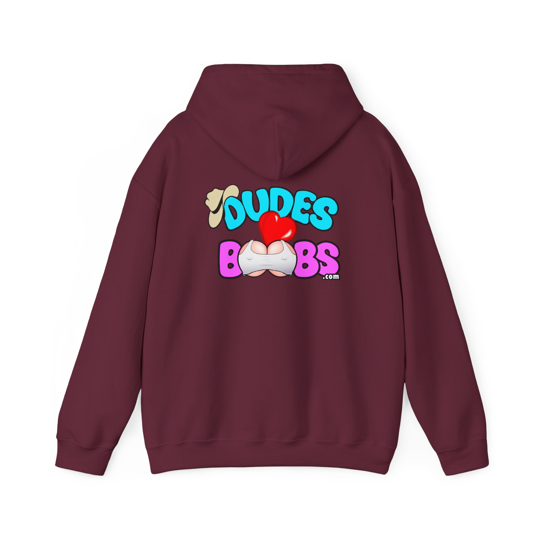 Unisex Heavy Blend™ Hooded Sweatshirt  DUDES LOVE BOOBS brand, yellow burst