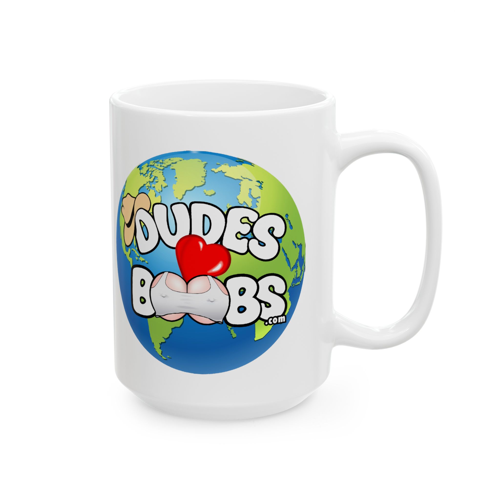 Copy of Ceramic Mug, (11oz, 15oz), DUDES LOVE BOOBS brand, earth logo - Image 8